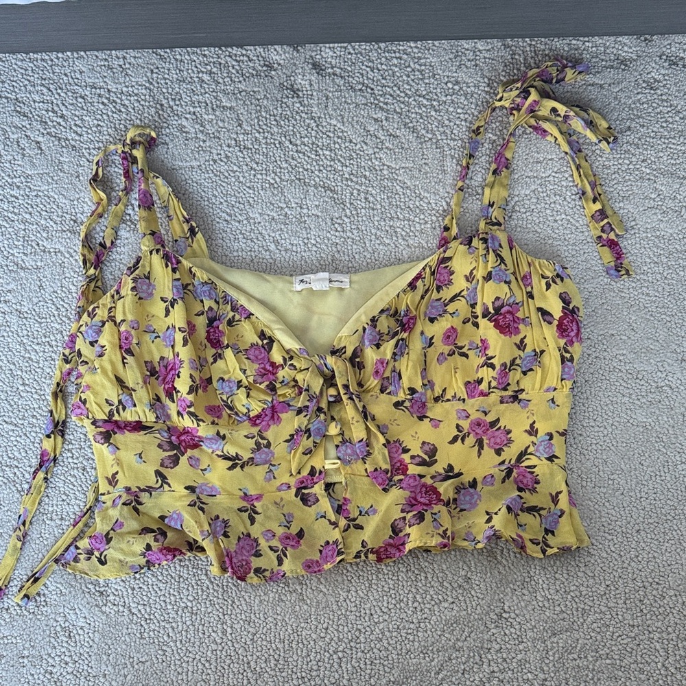 For Love And Lemons Yellow Floral Blouse